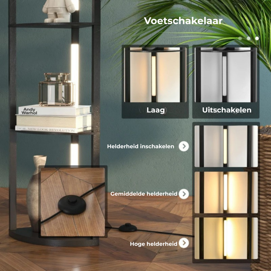 vloerlamp dimbaar 41x30x164 cm zwarte LED vloerlamp dimbaar 41x30x164 cm stalamp met opbergruimte