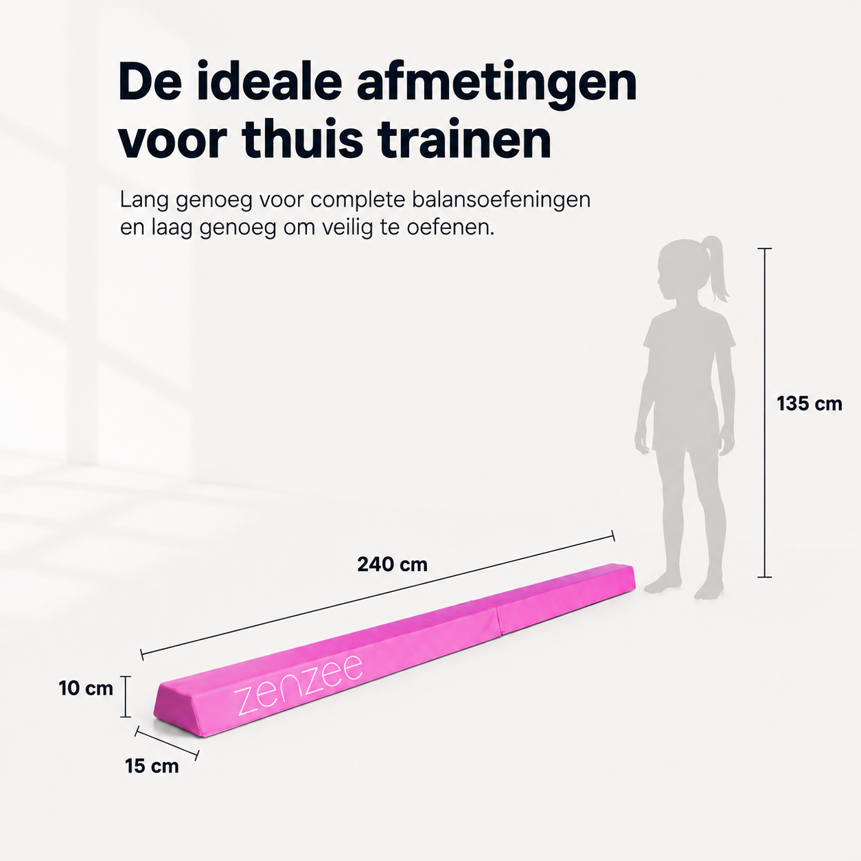 Turnbalk roze 240 cm met draagtas voor turntraining | Zenzee