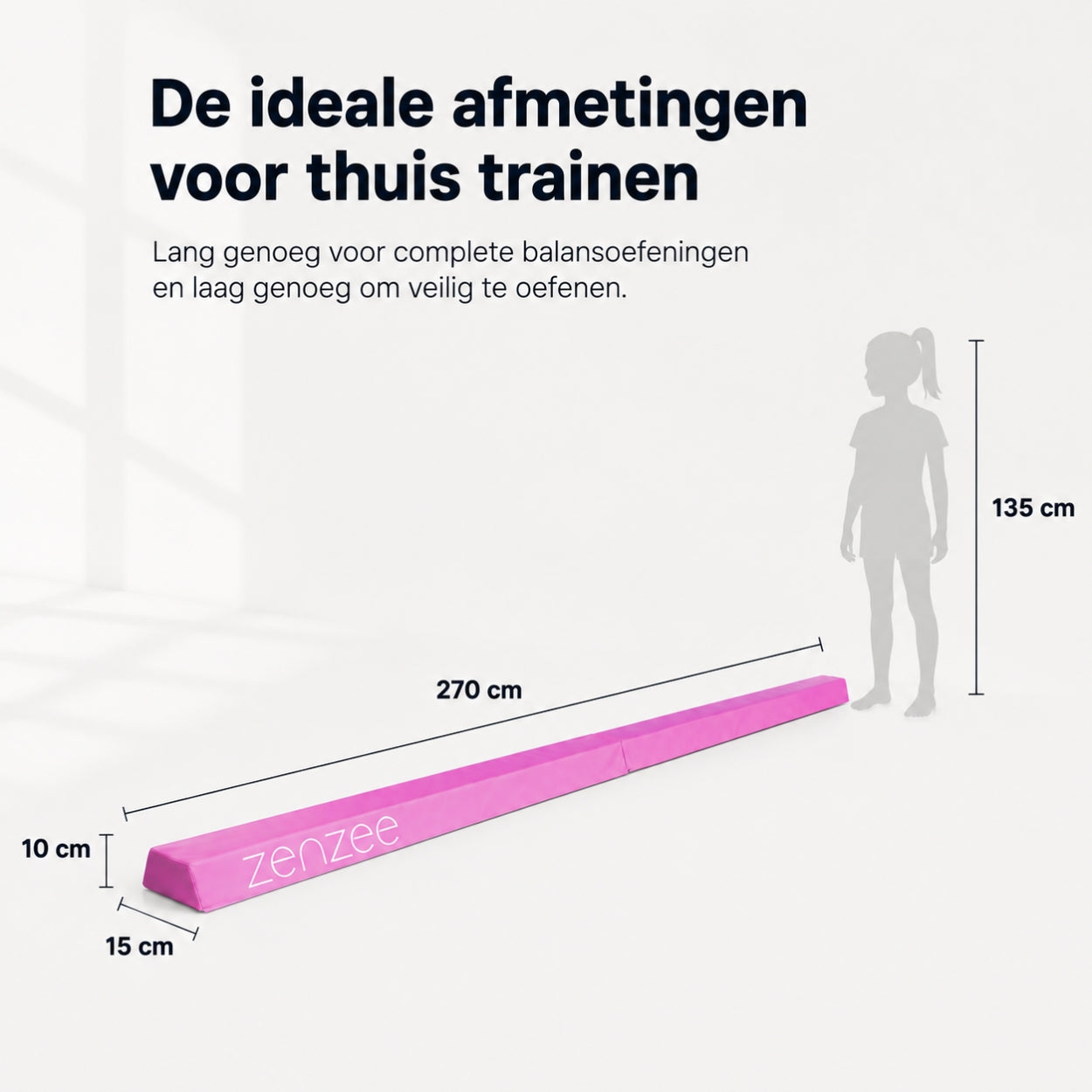Turnbalk roze 270 cm met draagtas voor turntraining | Zenzee