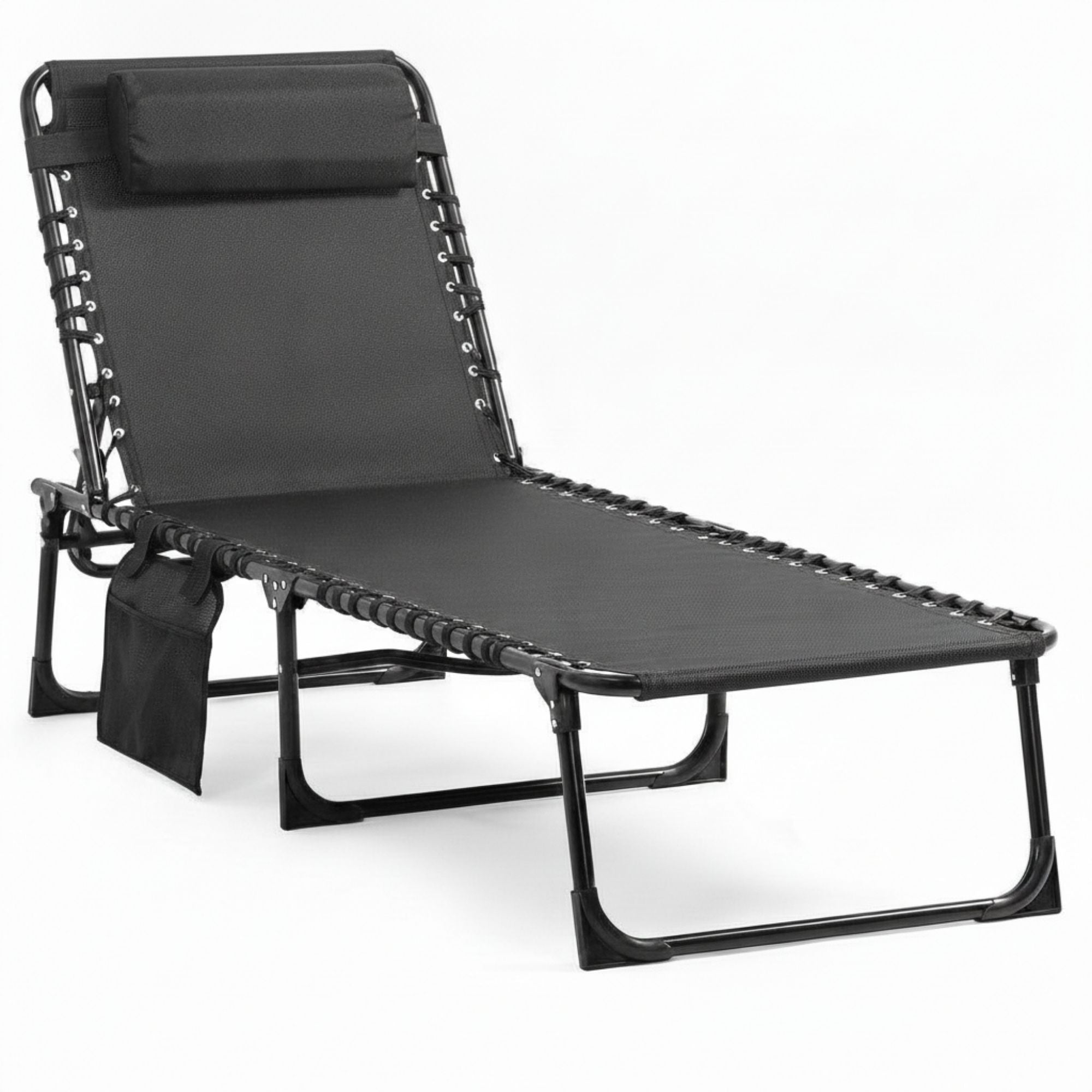 Opvouwbaar ligbed 58x189x33 cm, Zwart textileen en 120 kg draagkracht