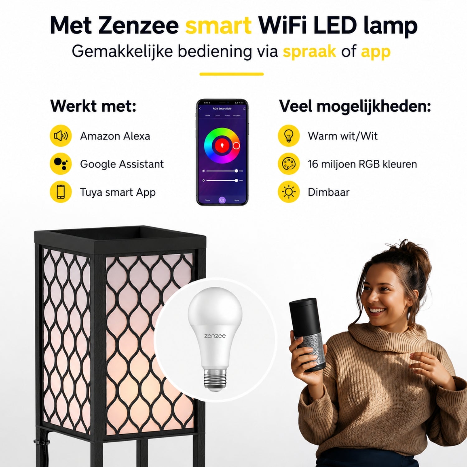 Staande lamp met honingraatdesign en opbergruimte – 160 cm | Zenzee