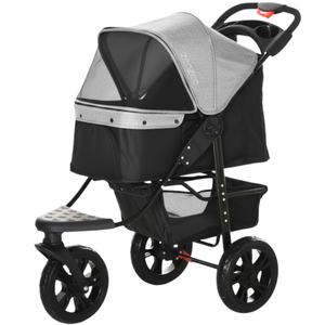 Opvouwbare hondenbuggy met verstelbare kap en opbergruimte – grijs/zwart – 110×58×107 cm | Zenzee voor comfortabel vervoer