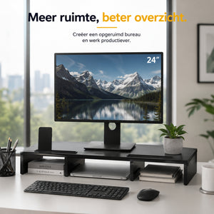 Ergonomische monitorverhoger zwart voor 2 monitors – verbeter je werkhouding | Zenzee