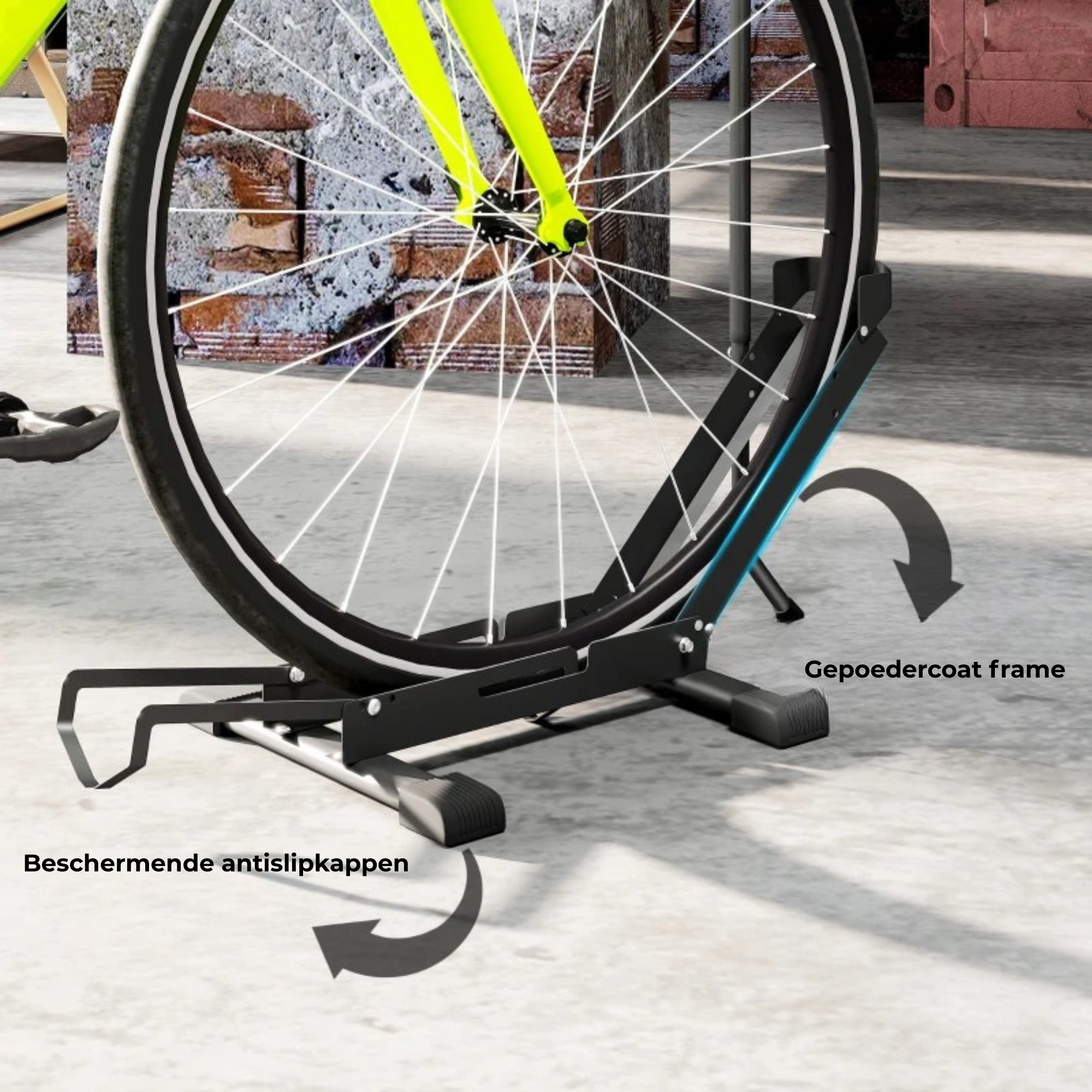 Fietsenstandaard zwart staal 75×41×81 cm – stevig & weersbestendig