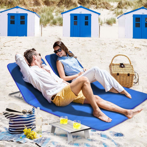 Zenzee Strandstoel - Set van 2 - Met klaptafel – Rugleuning – Afneembare hoofdkussens