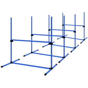 Honden agility set 4 delig met verstelbare hindernissen en springring voor training van snelheid en behendigheid