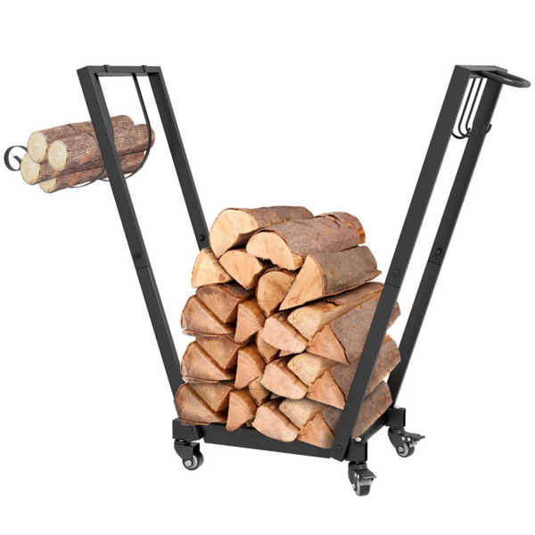 Modern zwart haardhoutrek 79x30x81 cm – Stijlvolle opslag voor brandhout