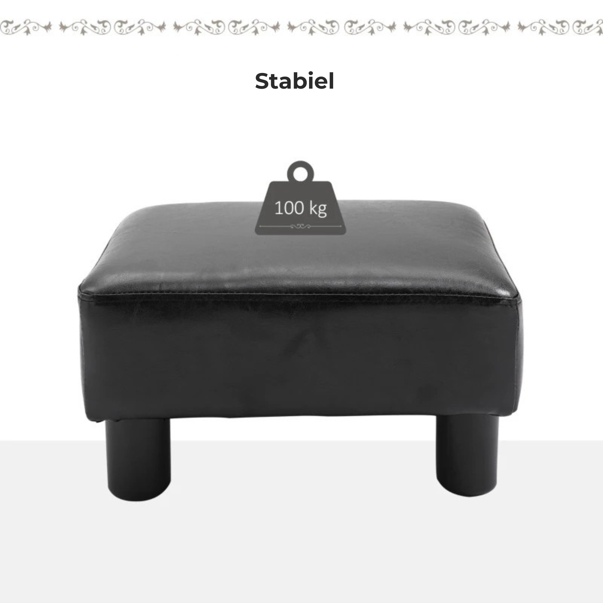 Stijlvol zwart voetenbankje en poef voor comfort en gemak – stevig ontwerp met draagvermogen tot 100 kg