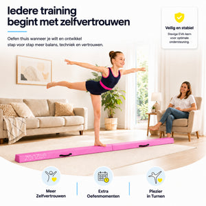 Turnbalk roze 300 cm – balans trainer met draagtas. Ideaal voor thuis | Zenzee