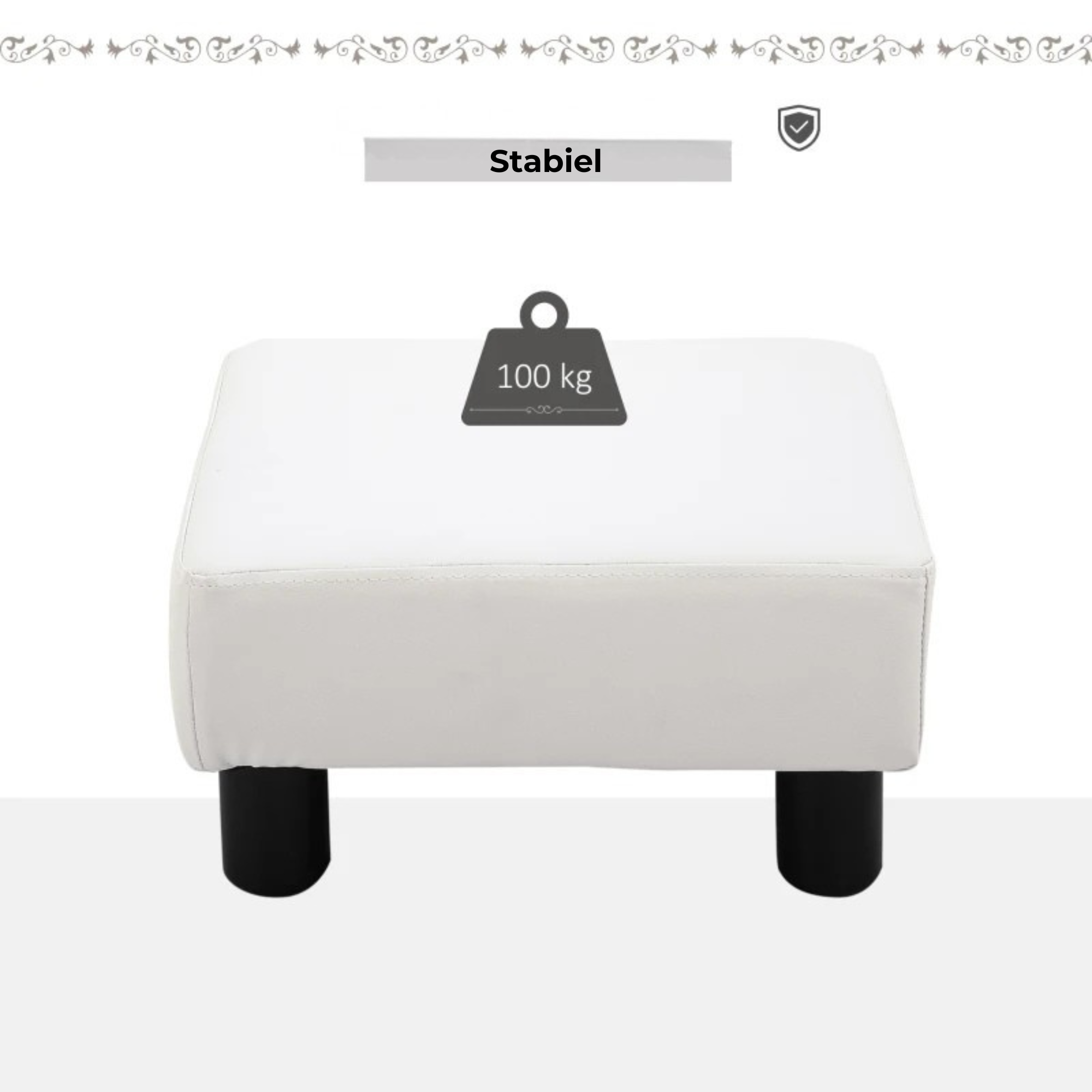 Stijlvol wit voetenbankje en poef voor comfort en gemak met stevig ontwerp en max draaggewicht 100 kg