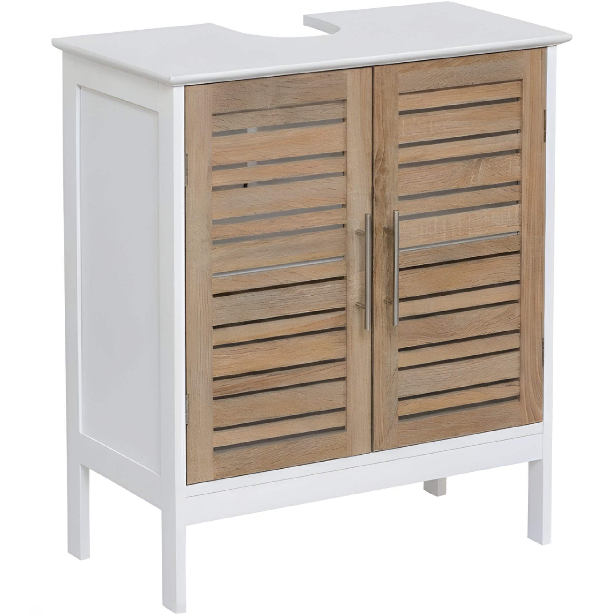 Wastafelonderkast wit-eiken 70x60x30 cm – Compact badkamermeubel met natuurlijke uitstraling in eerste galerijpositie