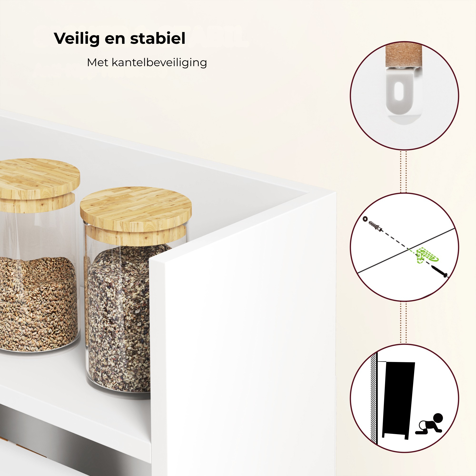 Multifunctionele klaptafel, te gebruiken als eettafel of wandtafel 78,5x91x93 cm met veilige kantelbeveiliging voor stabiliteit