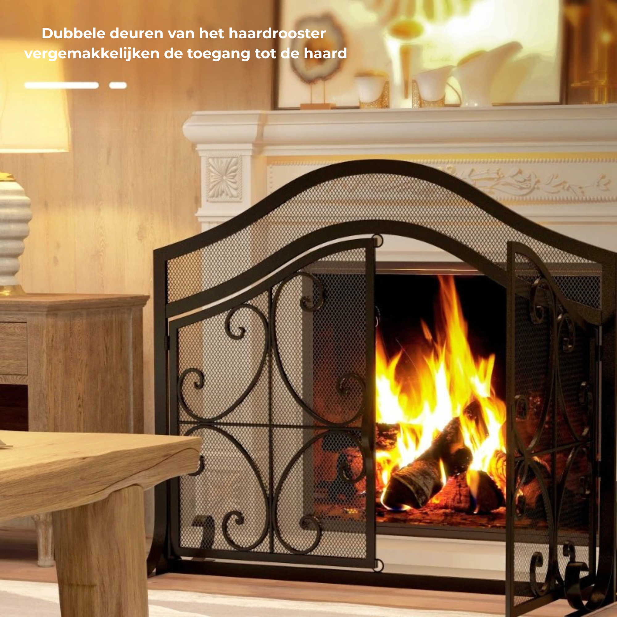 Zwart haardscherm 105 × 40 × 80,5 cm – Vonkenscherm voor extra veiligheid