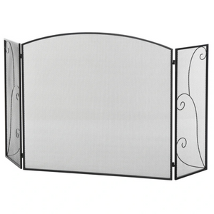 Haardscherm zwart 132,5 × 76,5 cm met vonkenscherm van metaal met eenvoudig te plaatsen en decoratief ontwerp