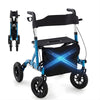 Rollator met all-terrain luchtbanden en comfortabele zitfunctie blauw