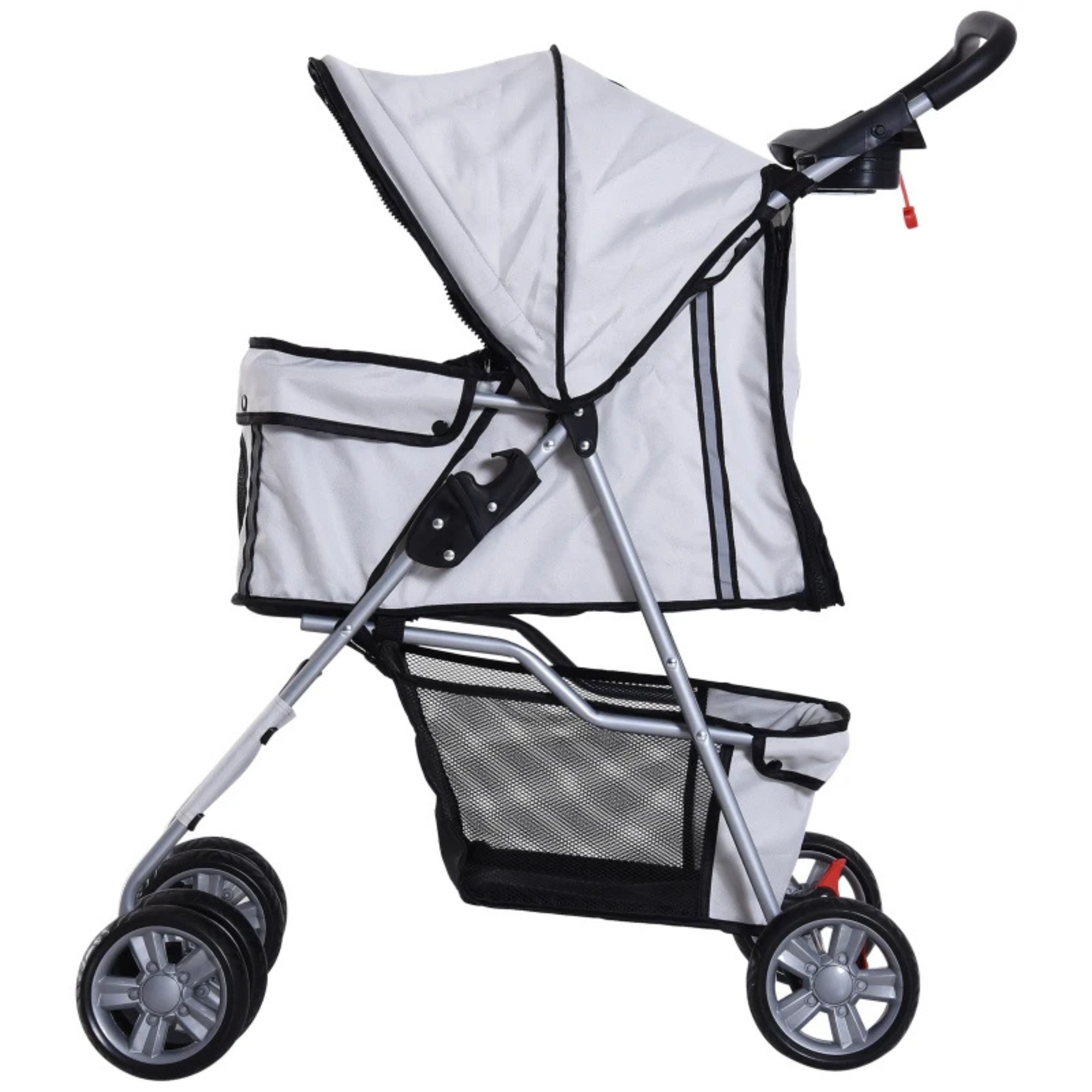 Hondenbuggy opvouwbaar grijs 75x45 cm – veilig hondenvervoer met lichtgewicht frame en praktische opbergmand onderin