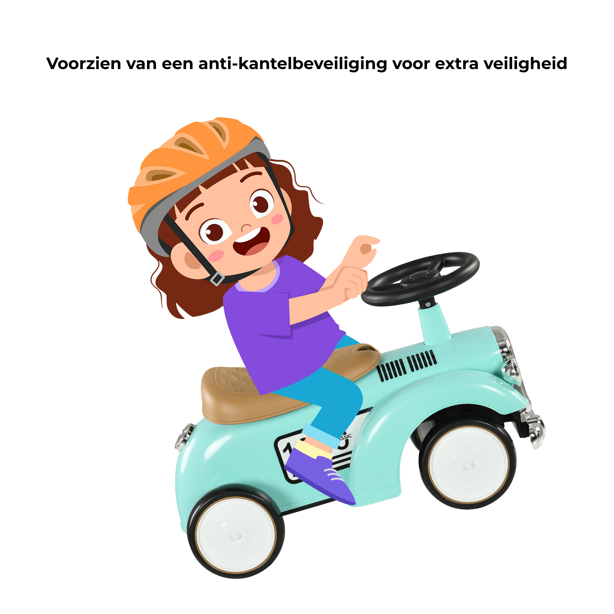 Loopauto voor kinderen 12-36 maanden met opbergruimte en stevig ontwerp en anti-kantelbeveiliging voor extra veiligheid