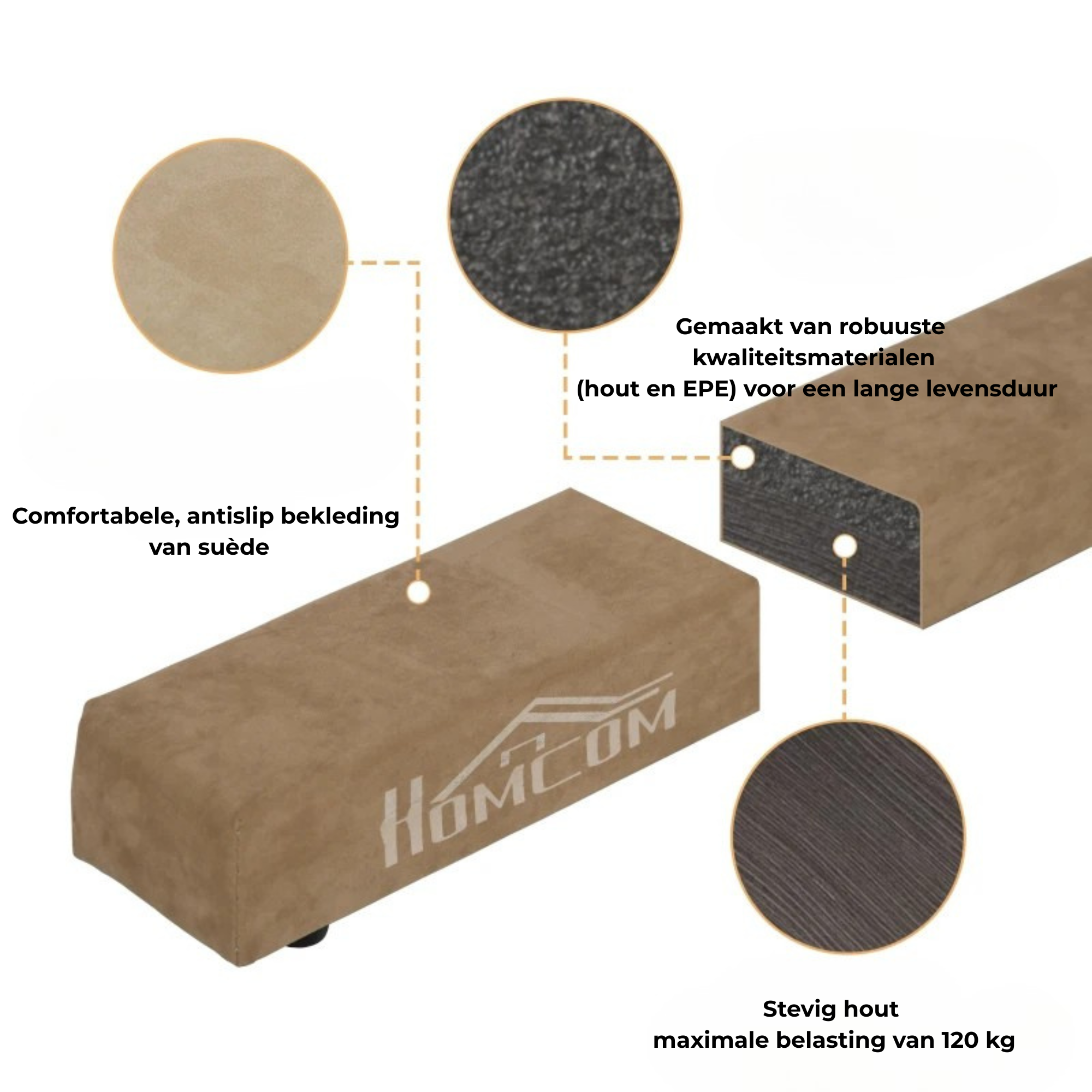 Turnbalk bruin 210×10×6,5 cm – ideaal voor balansspel & training