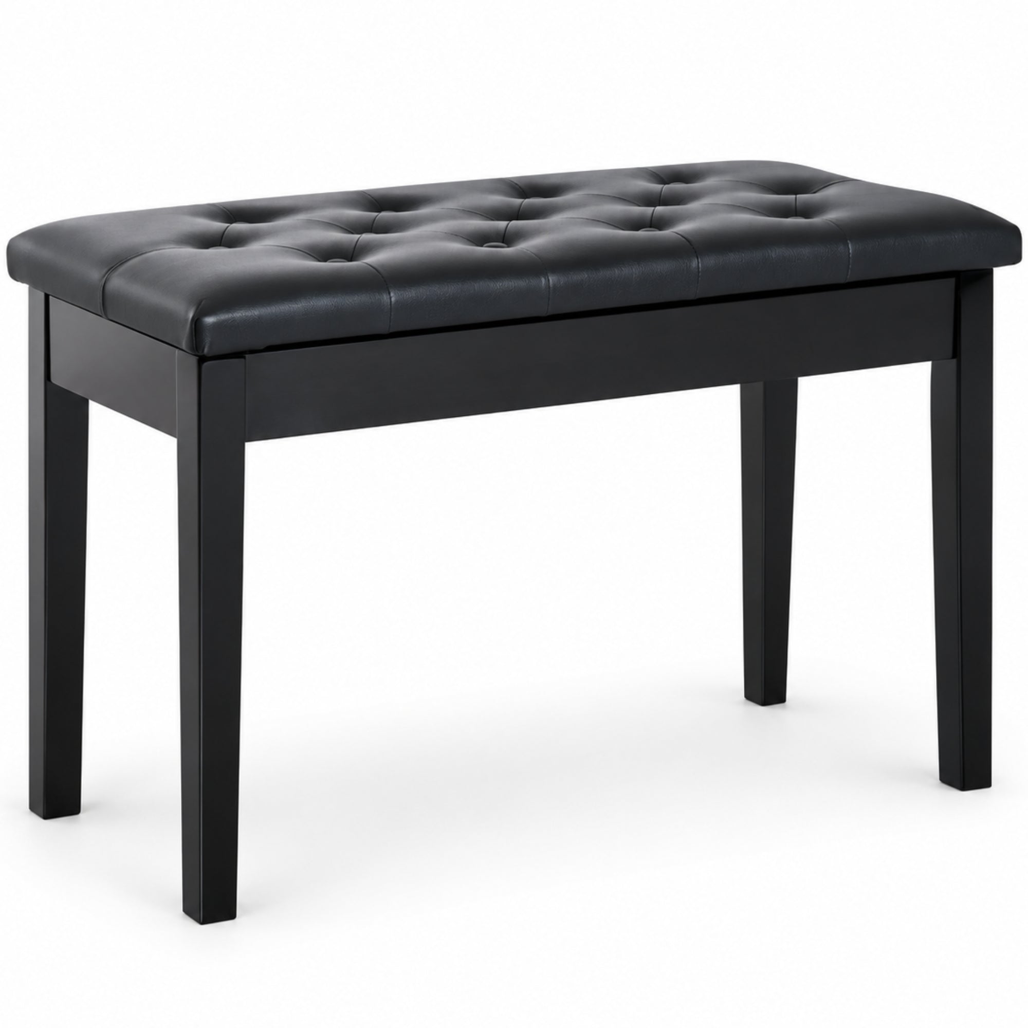 Zwarte pianobank met opbergruimte – klassiek design en zitcomfort met zachte kunstlederen zitting en stevig houten frame