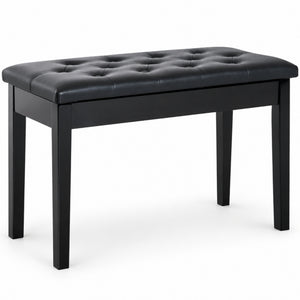 Zwarte pianobank met opbergruimte – klassiek design en zitcomfort met zachte kunstlederen zitting en stevig houten frame