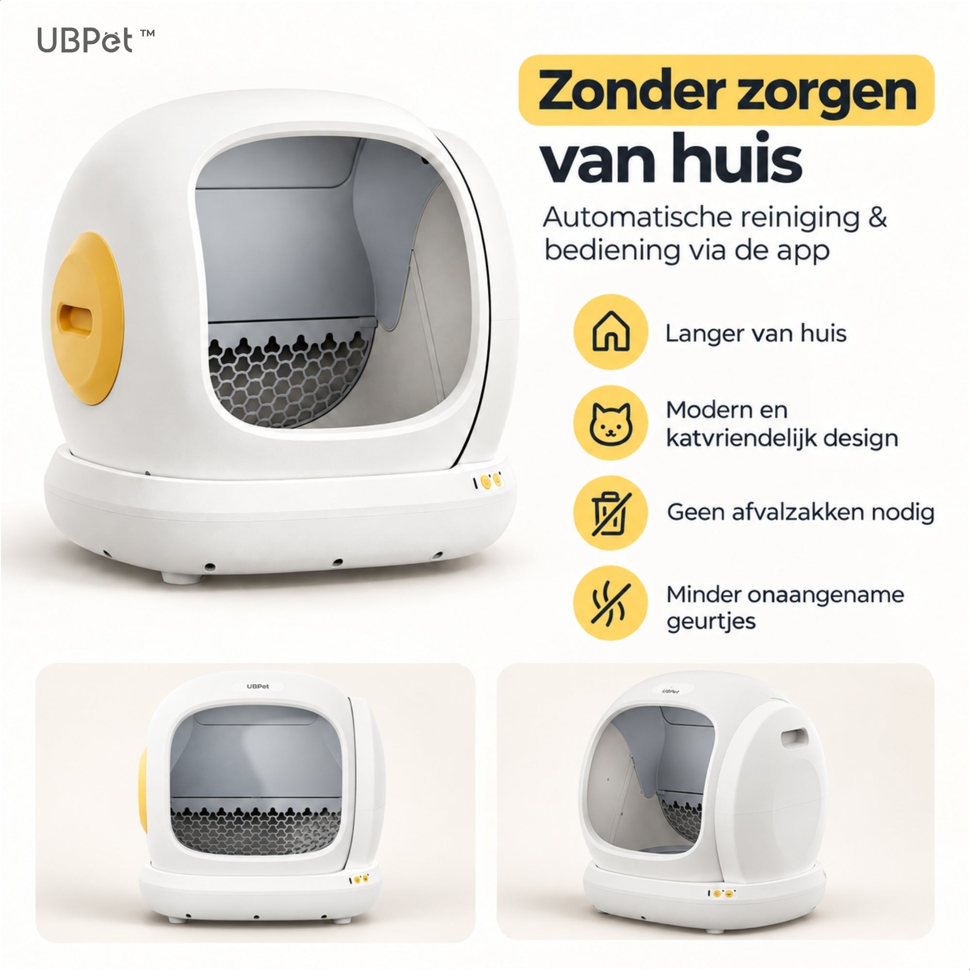 UBPet C20 automatische kattenbak – met app-bediening en dubbele geurverwijdering voor zorgeloos gebruik thuis