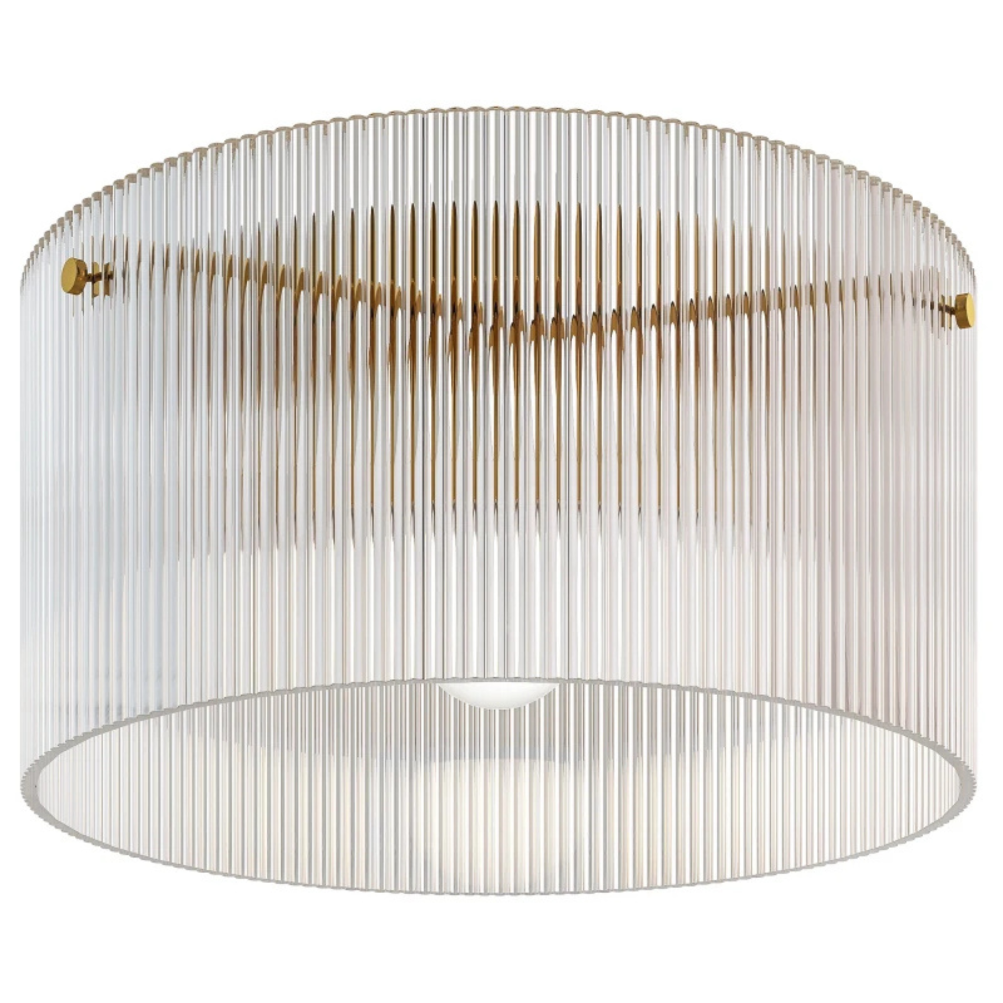 Moderne plafondlamp Ø32 cm voor sfeervolle verlichting met transparante geribbelde acryllampenkap en metalen frame