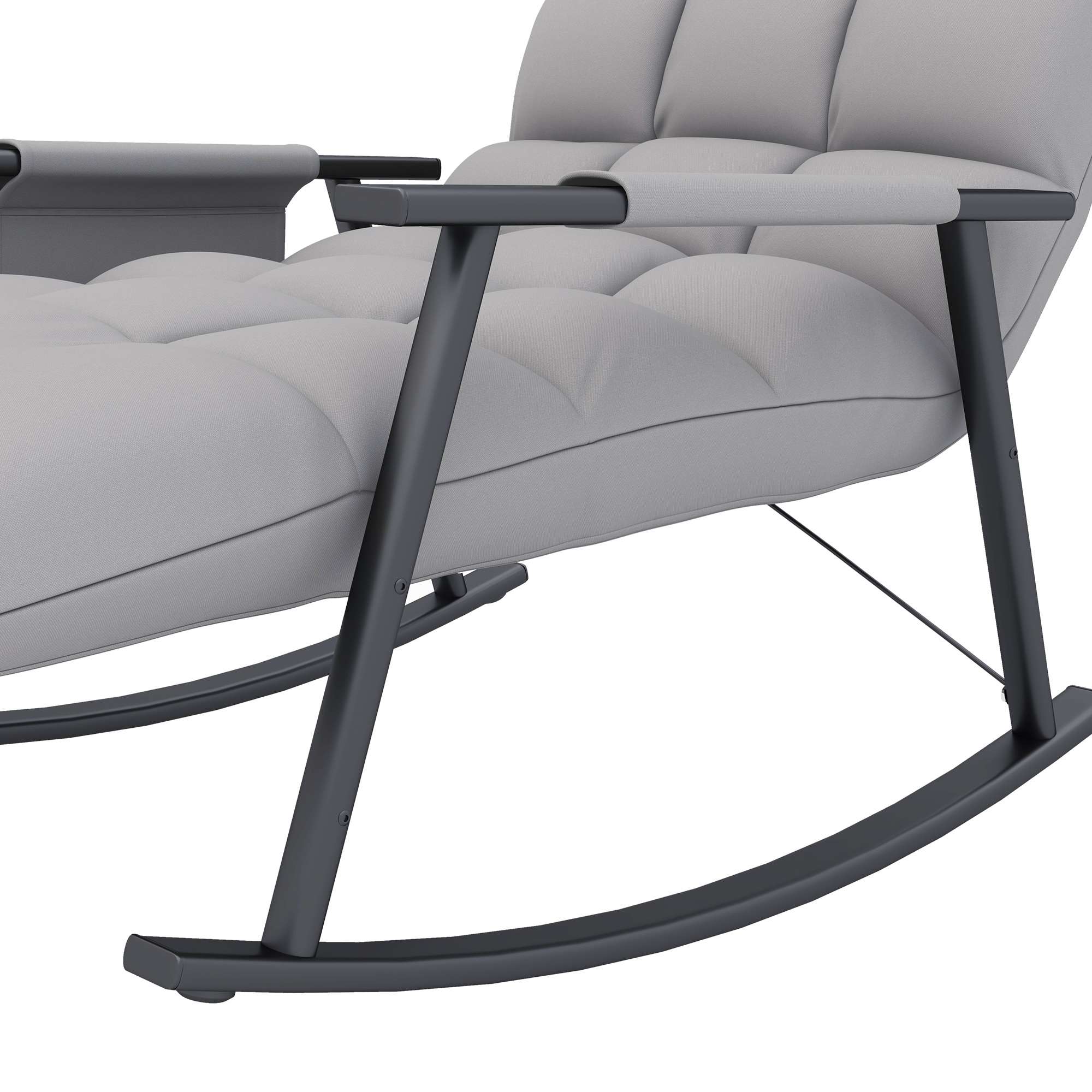 Comfortabele grijze schommelstoel met verstelbare rugleuning en zachte bekleding in modern design voor optimaal ontspanningcomfort