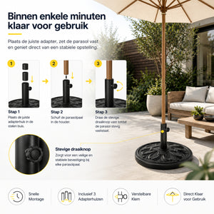 Stevige parasolvoet 14 kg ø48 cm zwart voor compacte en stabiele ondersteuning