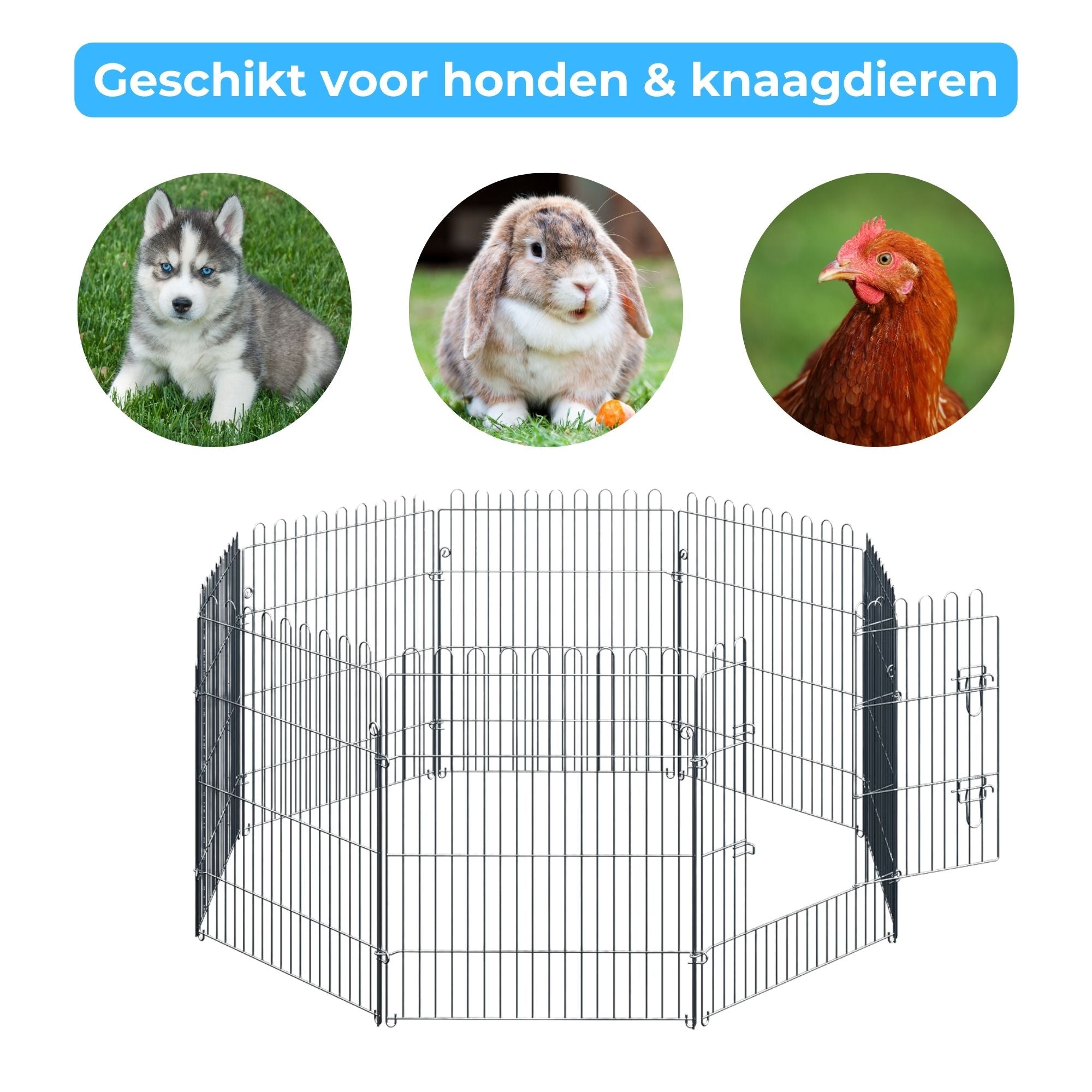 Puppyren XL van metaal – 76 cm hoog, 510 cm omtrek - Veilig en Flexibel | Zenzee