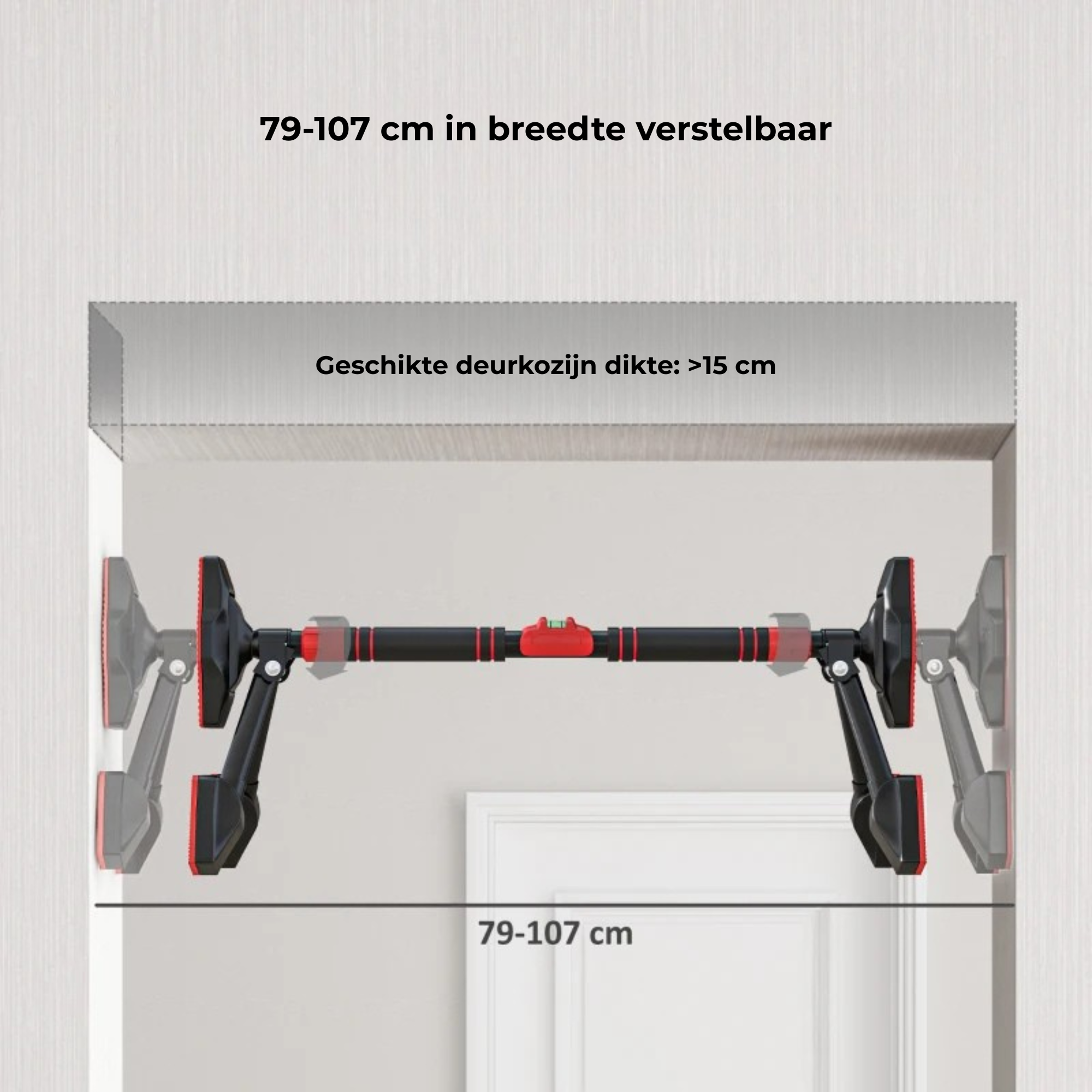 Heavy duty optrekstang multifunctioneel voor deurpost 80-110cm verstelbaar van 79-107 cm voor stevige montage