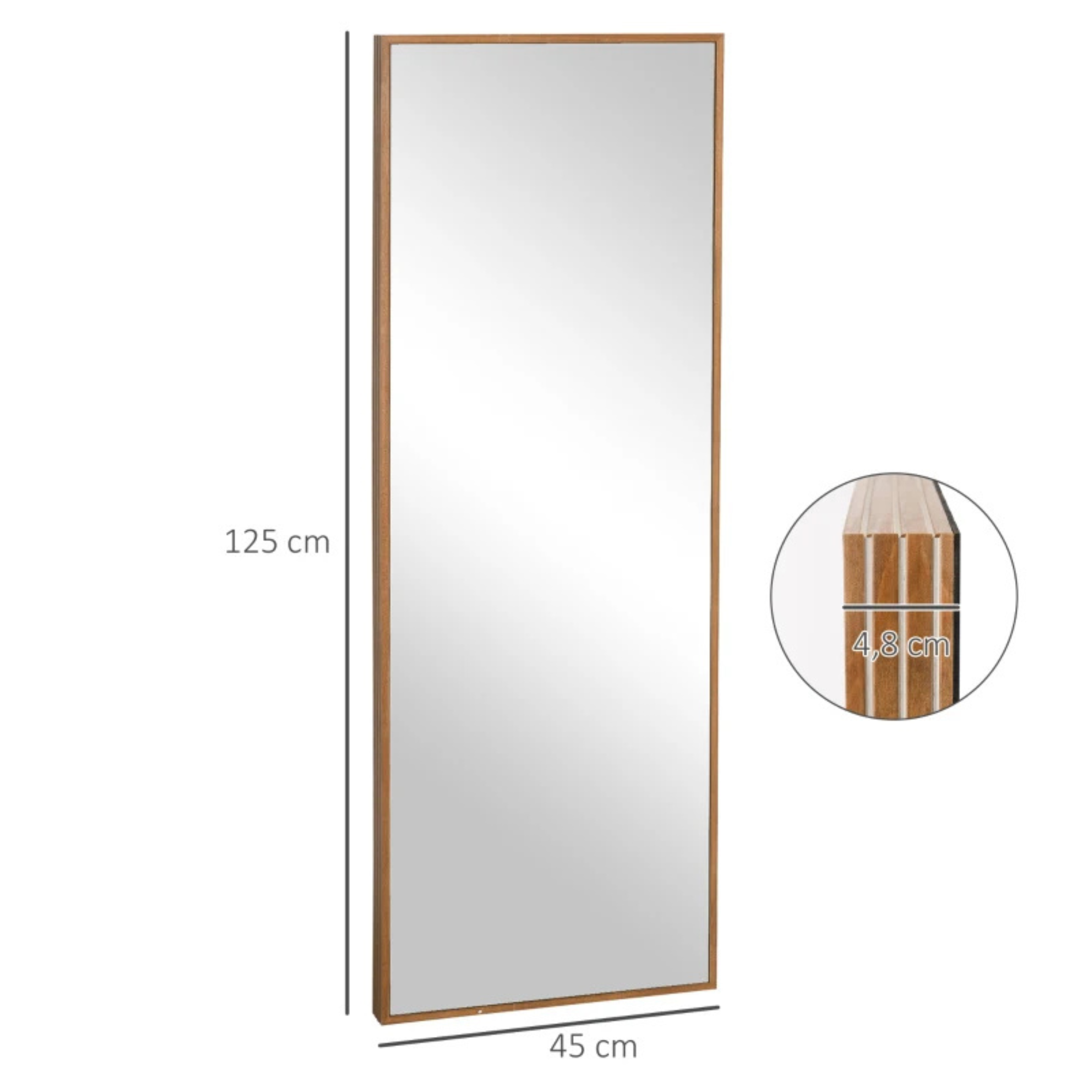 Moderne staande passpiegel in chroom 45x125 cm met slank frame, tijdloos design voor elke ruimte en gebruiksgemak