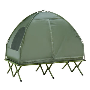 Kampeerbed met matras slaapzak tent groen opvouwbaar 193x136x178 cm, praktisch en comfortabel voor outdoor gebruik