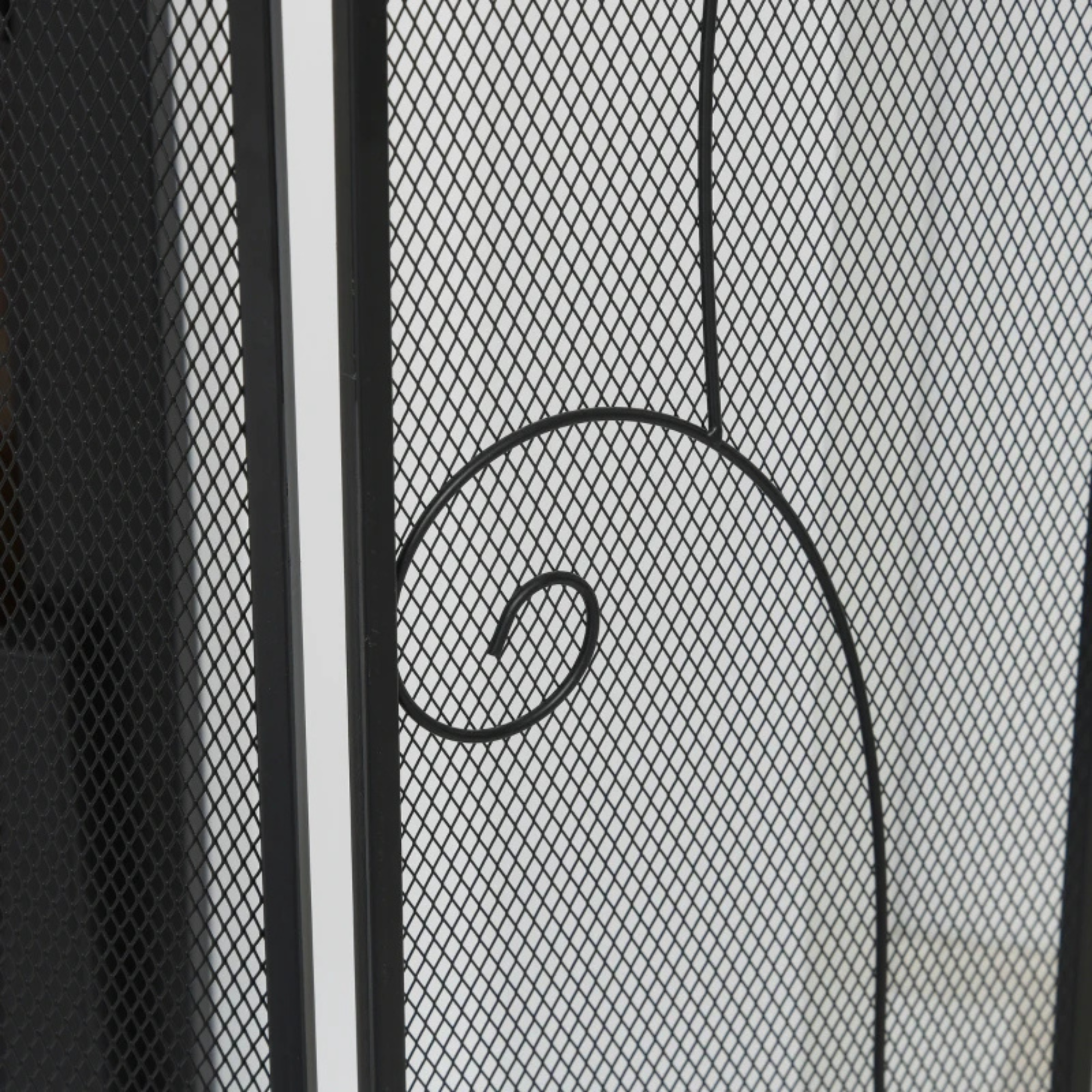 Haardscherm zwart 132,5 × 76,5 cm met vonkenscherm