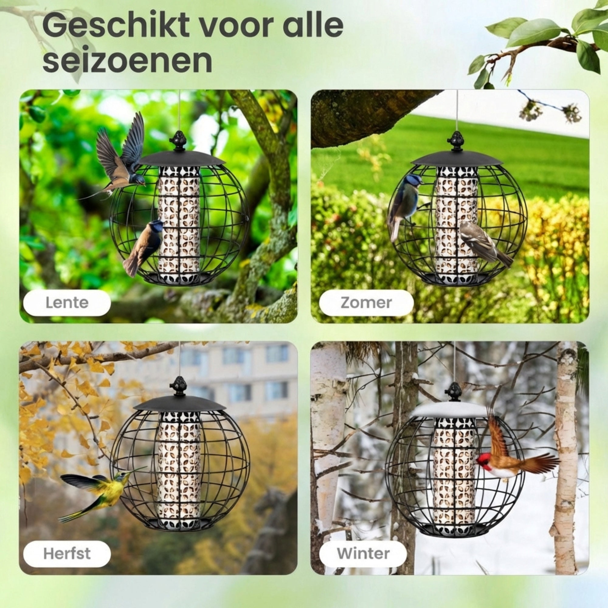 Voederhuisje voor vogels – hangende voedersilo voor tuinvogels eekhoornveilig, geschikt voor alle seizoenen buitengebruik