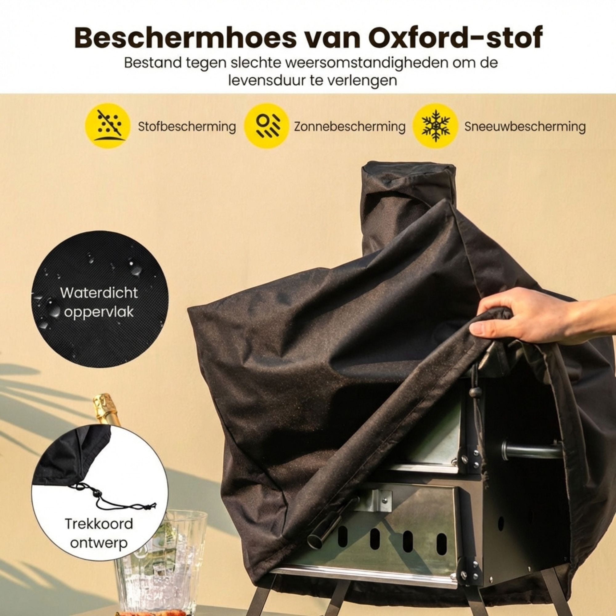 Pizzaoven voor buiten – draagbaar voor pizza, vlees en brood - Met afdekhoes van waterdicht Oxford-stof tegen alle weersomstandigheden