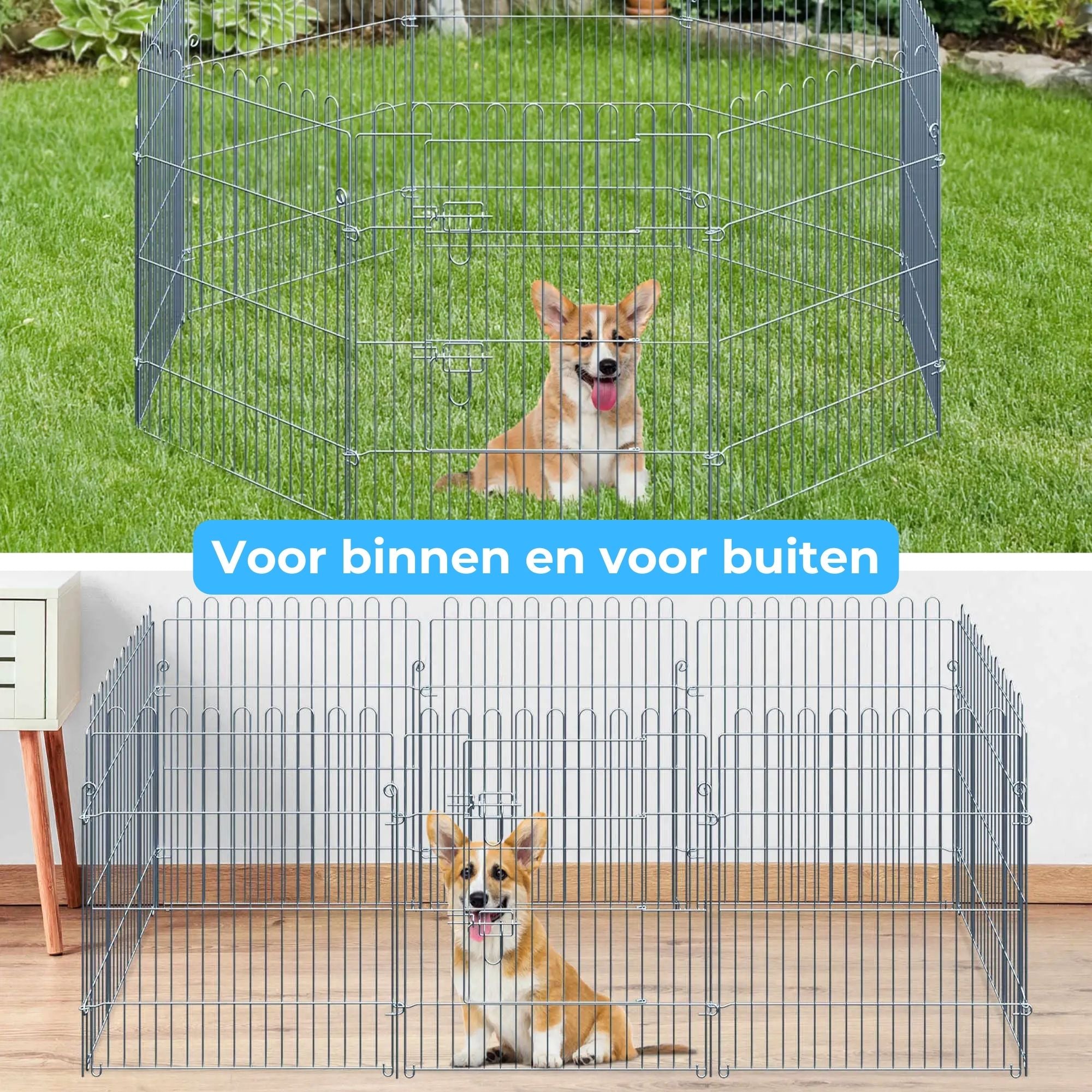 Puppyren XL van metaal – 76 cm hoog, 510 cm omtrek - Veilig en Flexibel | Zenzee