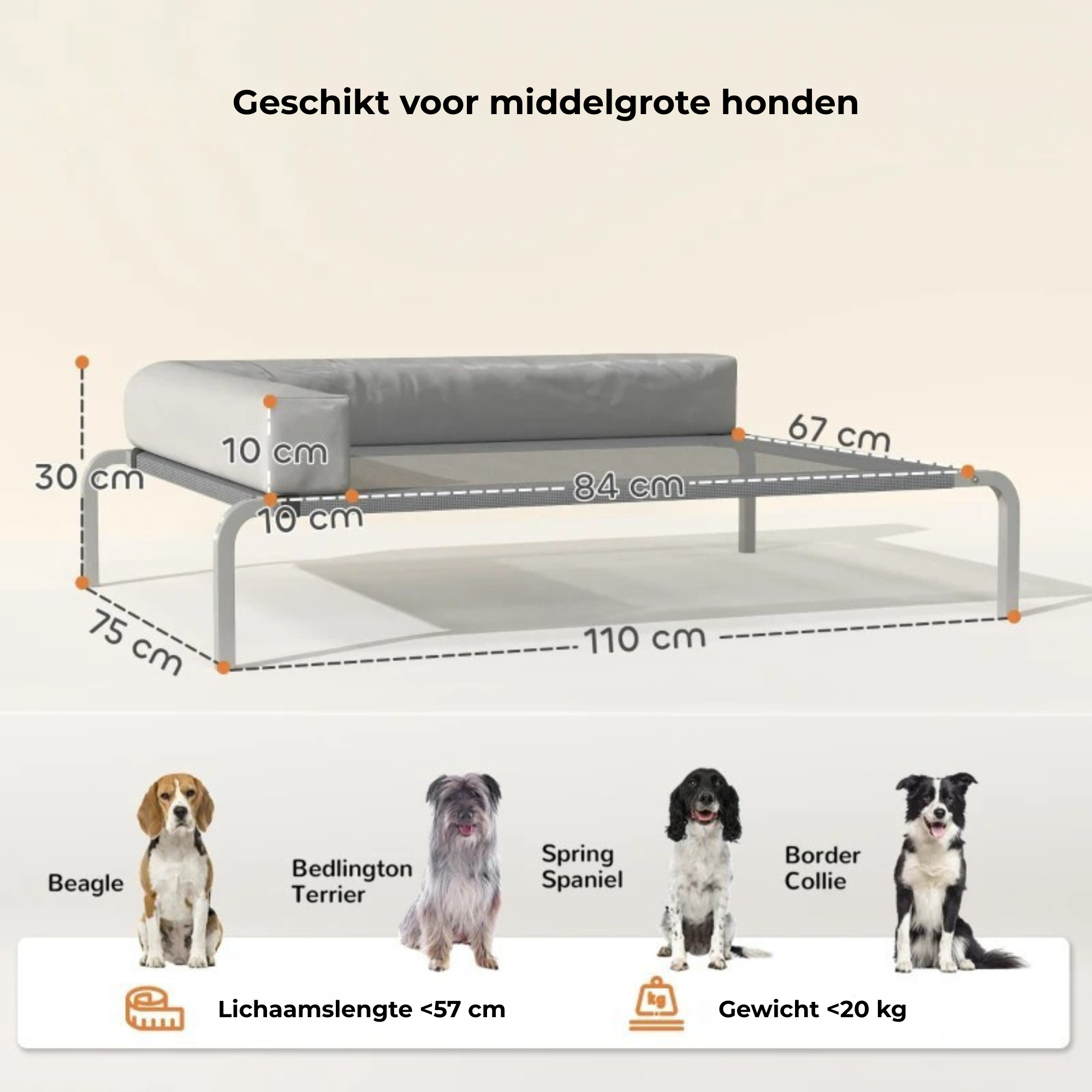 Hondenbed 110x75x30 cm – Ruime hondenmand voor extra comfort