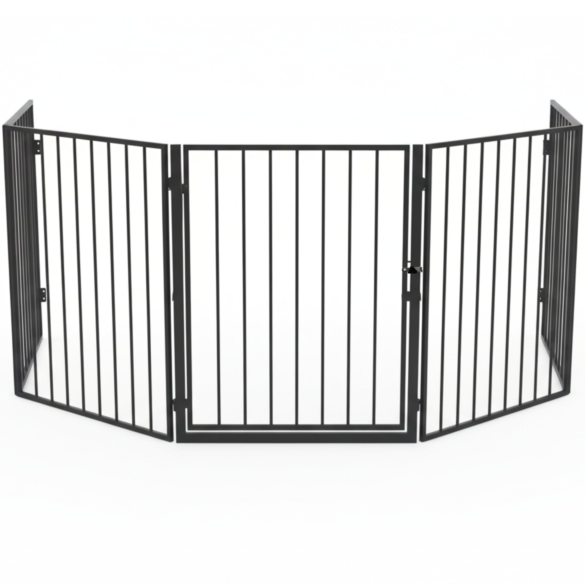 Haardscherm met deur – matzwart – flexibel & veilig – 305×77 cm | Zenzee beschermt kinderen en huisdieren 