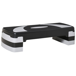 Functionele verstelbare aerobic step zwart-grijs 80x31x20 cm voor fitness met antislip oppervlak voor veilige training