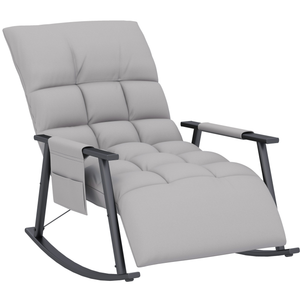 Comfortabele grijze schommelstoel met verstelbare rugleuning en zachte bekleding in modern design voor optimaal zitcomfort