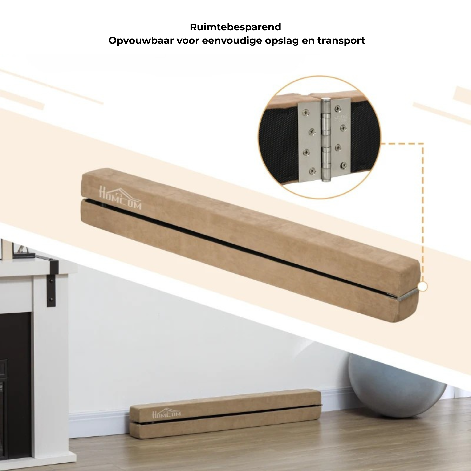 Turnbalk bruin 210×10×6,5 cm – ideaal voor balansspel & training