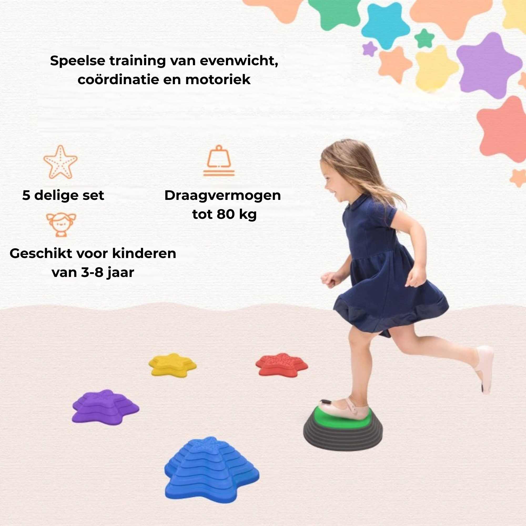 Balans- en stapelstenen voor kinderen van 3-5 jaar ideaal voor buiten met kleurrijke stenen voor motoriek en evenwichtsspellen