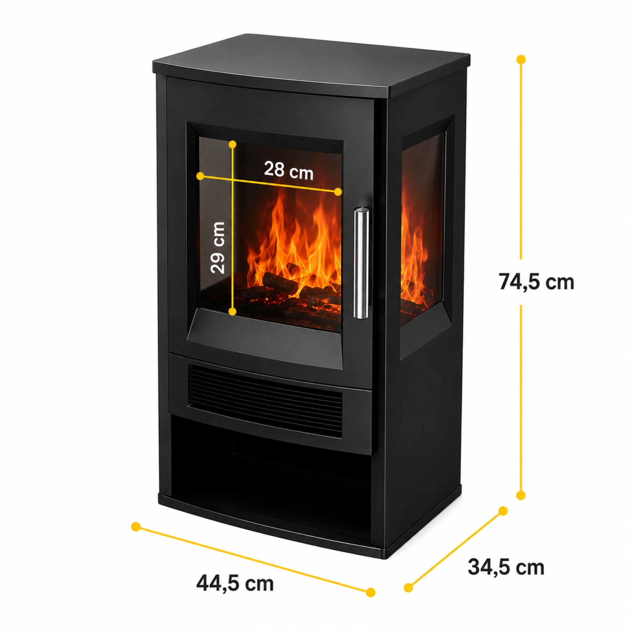 Zwarte elektrische sfeerhaard 1800W – met wifi-app en afstandsbediening | Zenzee