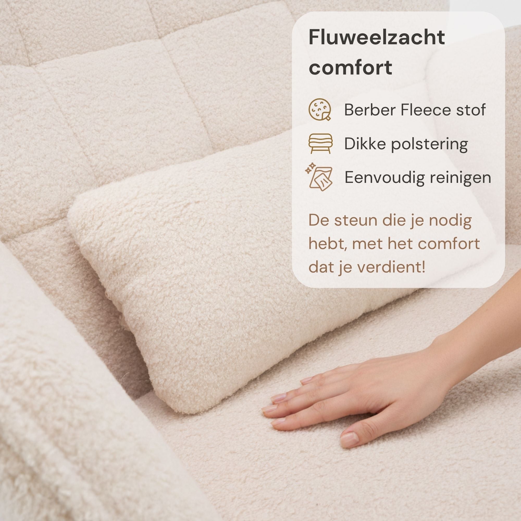 Comfortabele schommelstoel met kussen voor voeding, lezen en ontspannen cremewit | Zenzee