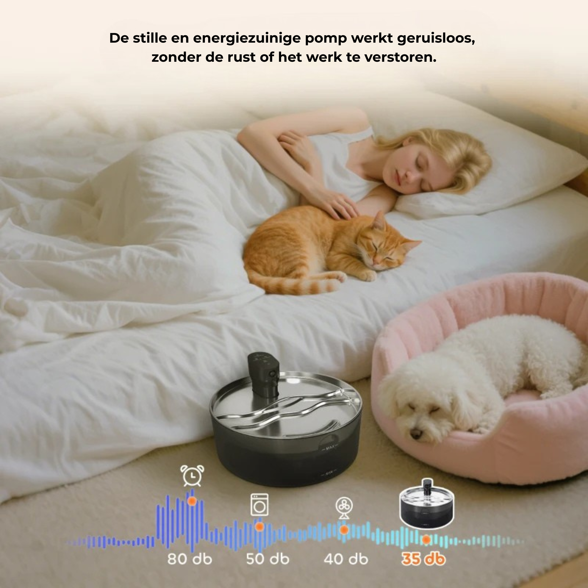 Honden- en kattenfontein 7 liter met stille pomp en led voor kat en hond