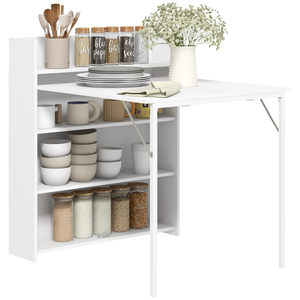 Multifunctionele klaptafel, te gebruiken als eettafel of wandtafel 78,5x91x93 cm met opbergruimte en strak wit design