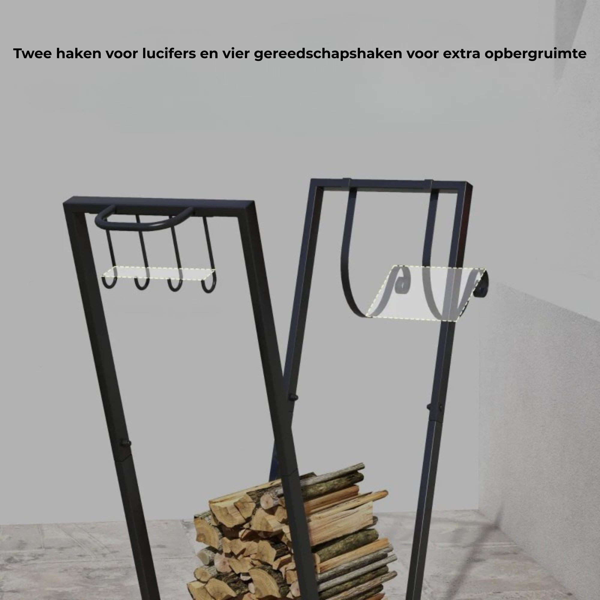 Modern zwart haardhoutrek 79x30x81 cm – Stijlvolle opslag voor brandhout