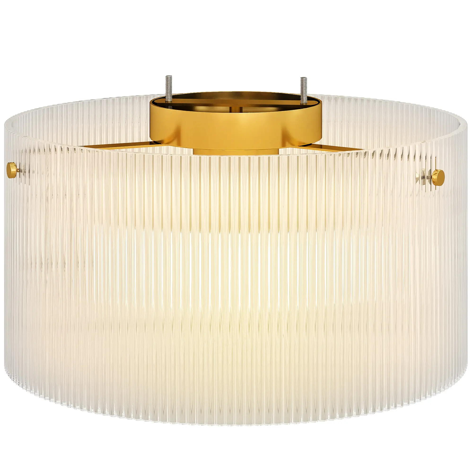 Moderne plafondlamp Ø32 cm voor sfeervolle verlichting met transparante geribbelde acryllampenkap en metalen afwerking