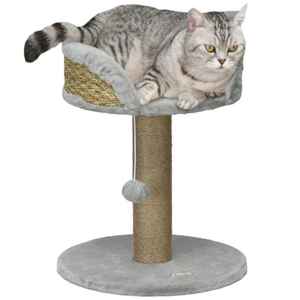 Stevige grijze kattenkrabpaal - 40x40x49 cm met speelbal en knusse ligplek voor actief speelplezier en ontspanning