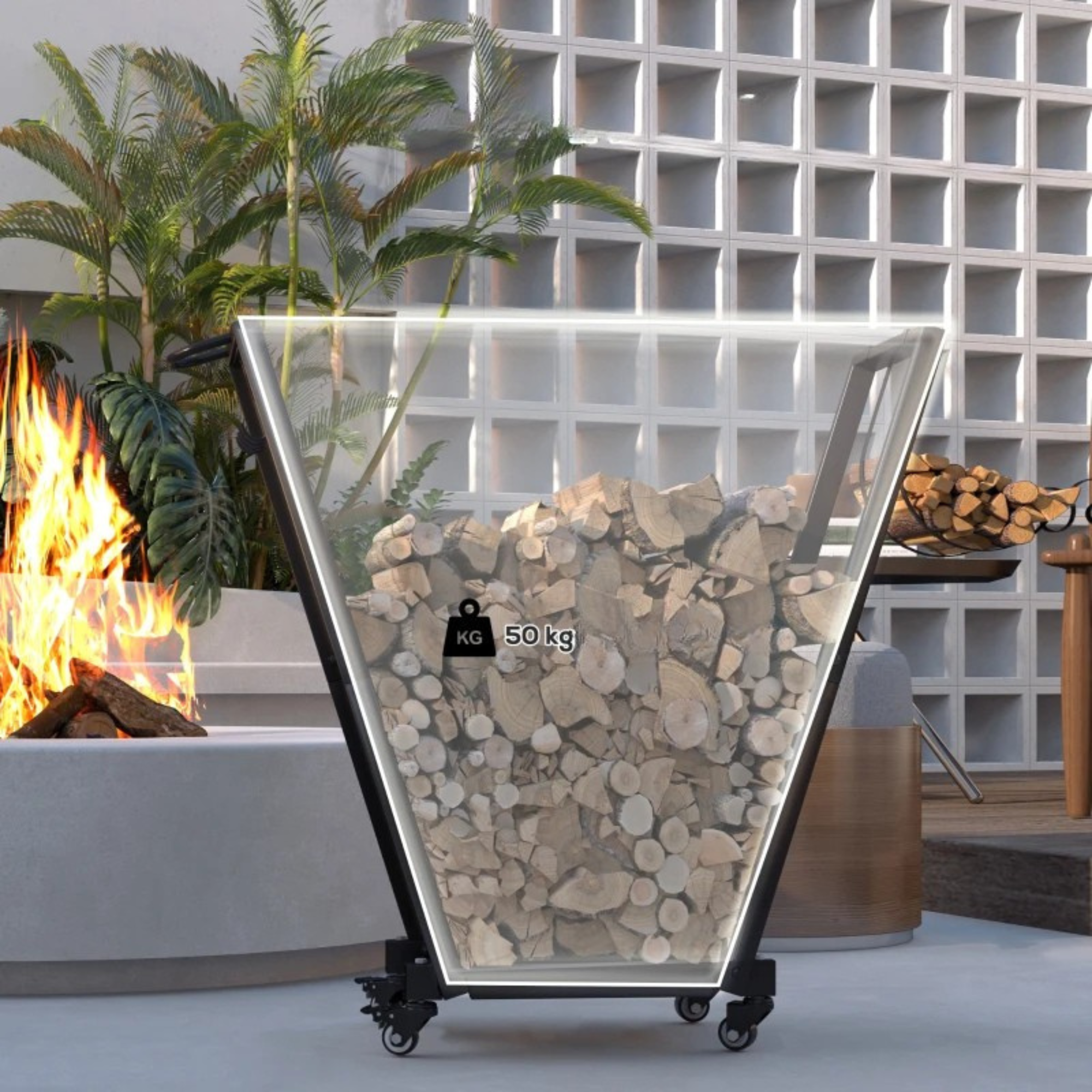 Modern zwart haardhoutrek 79x30x81 cm – Stijlvolle opslag voor brandhout